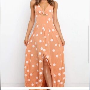 Yellow & White Polka Dotted Maxi Dress